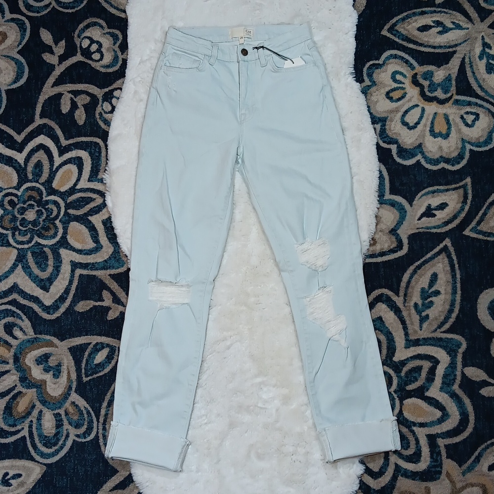 New Current/Elliot relaxed boyfriend cuffed jeans womens sz 24
